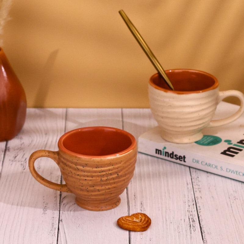 Buy Mayla Brown & Cream Cup (120 ML) - Set of Two Mug & Tea Cup from Vaaree