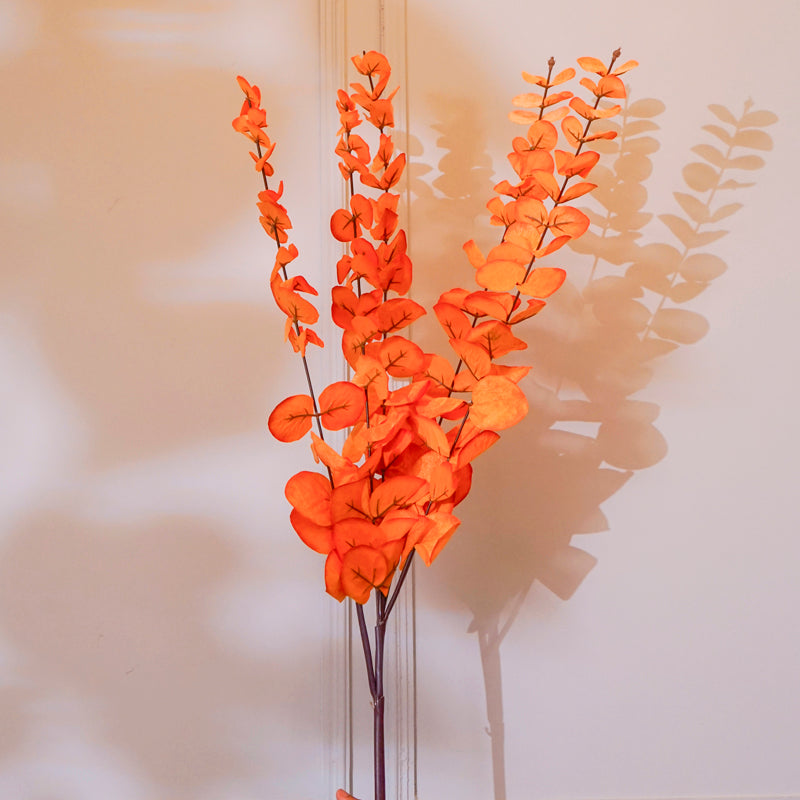 Buy Faux Eucalyptus Leaf Stick (Orange) - 41 CM Artificial Flowers from Vaaree