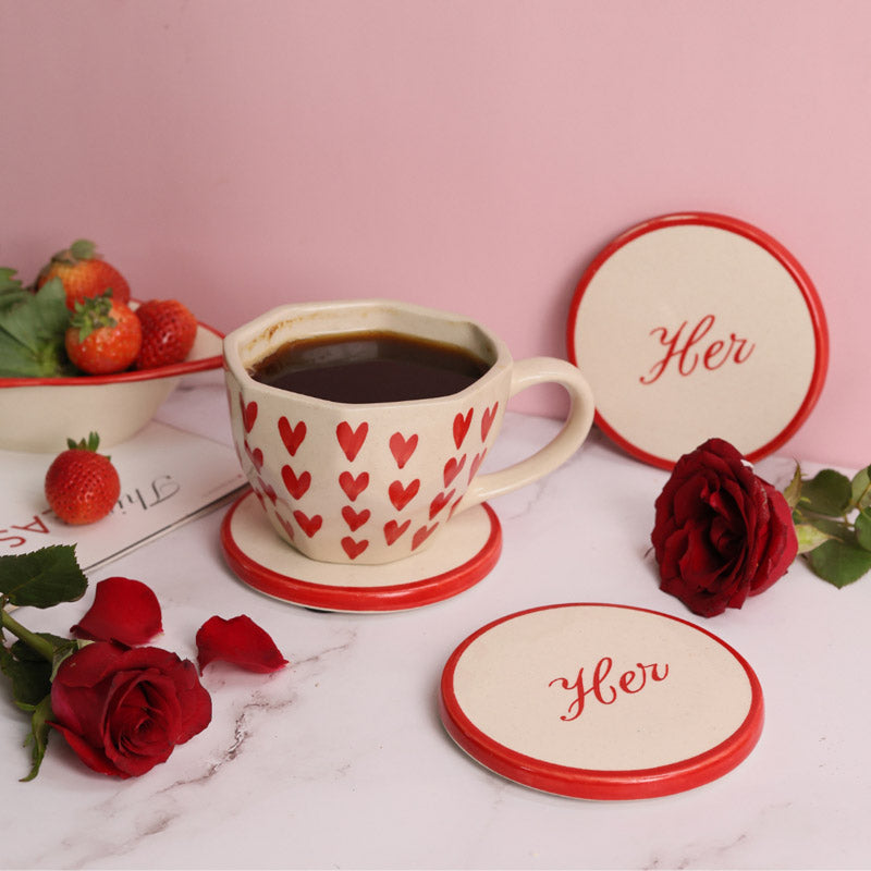 Buy Hearty Pulse Cup & Coaster - Two Piece Set Mug & Tea Cup from Vaaree