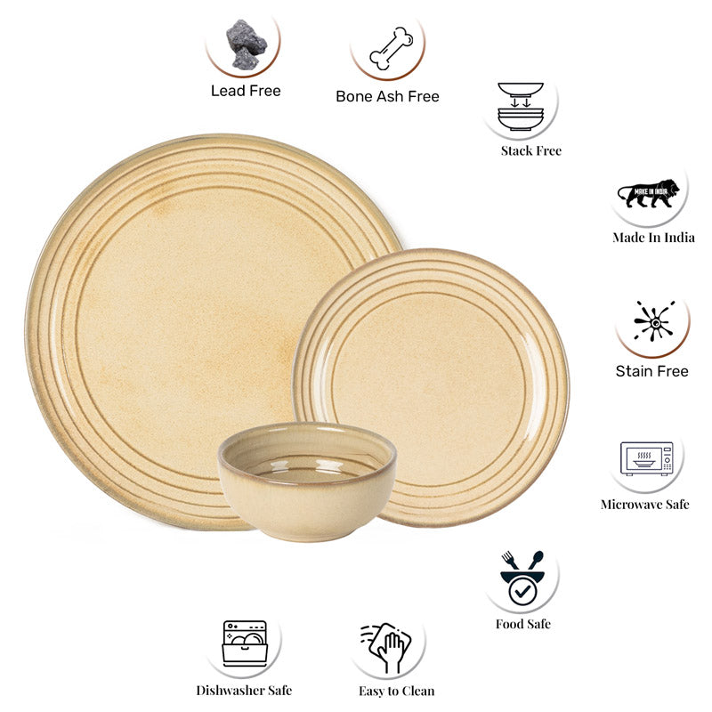 Buy Estia Dinner Set (Tuscan Beige) - Twelve Piece Set Dinner Set from Vaaree