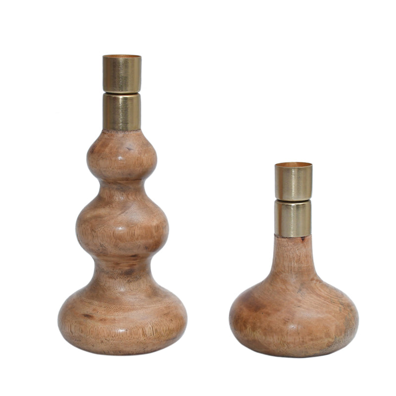 Buy Narelle Mango Wood Candle Holder - Set Of Two Candle Holders from Vaaree