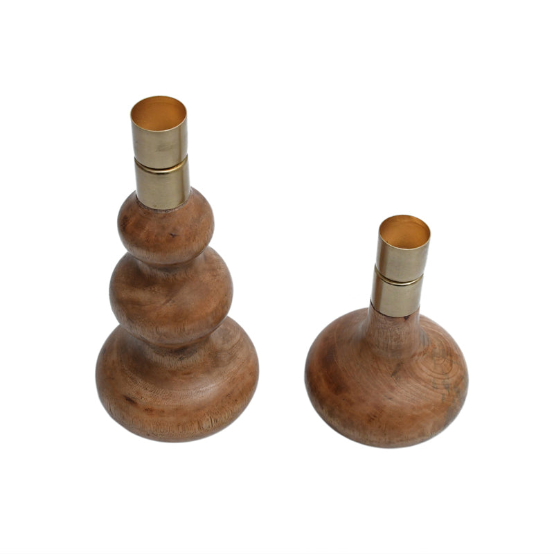 Buy Narelle Mango Wood Candle Holder - Set Of Two Candle Holders from Vaaree