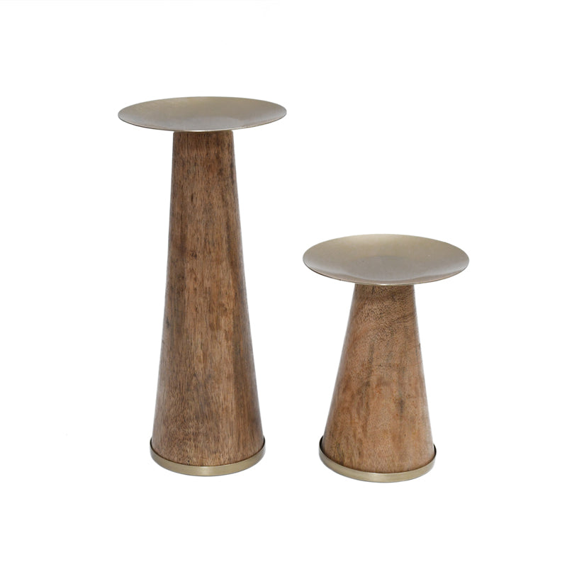 Buy Witara Mango Wood Pillar Candle Holder - Set Of Two Candle Holders from Vaaree