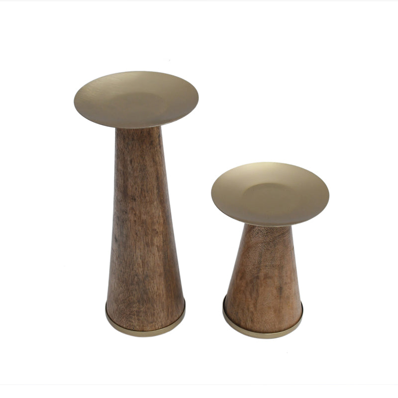 Buy Witara Mango Wood Pillar Candle Holder - Set Of Two Candle Holders from Vaaree