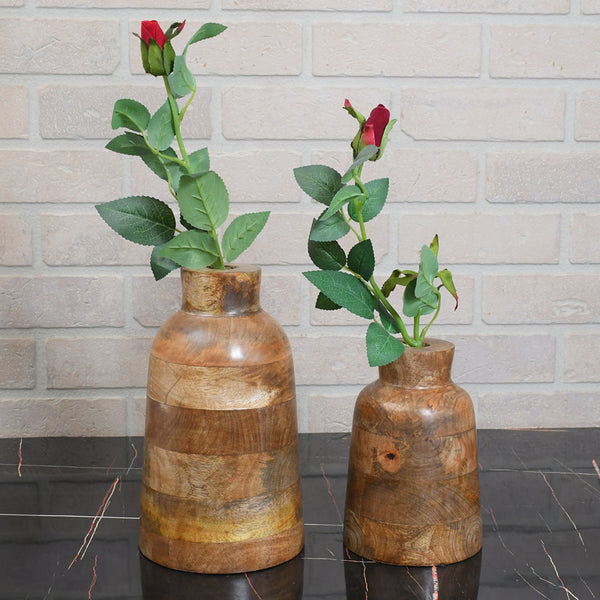Vase - Fitosha Mango Wood Vase - Set Of Two