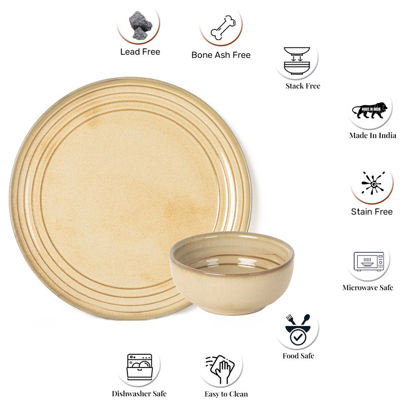 Buy Estia Dinner Set (Tuscan Beige) - Eight Piece Set Dinner Set from Vaaree