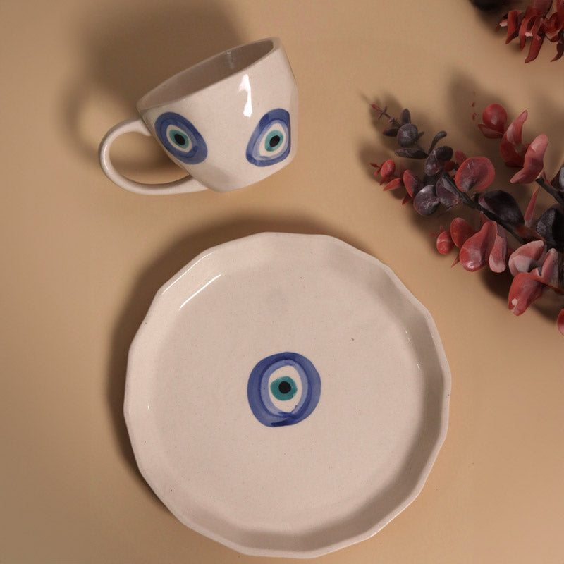 Buy Evil Eye Cup & Snack Plate - Two Piece Set Tea Cup & Saucer from Vaaree