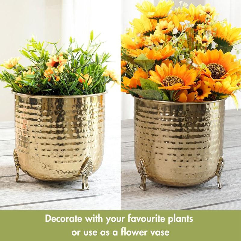 Buy Finasa Metal Hammered Planter (Gold) - Set Of Two Pots & Planters from Vaaree