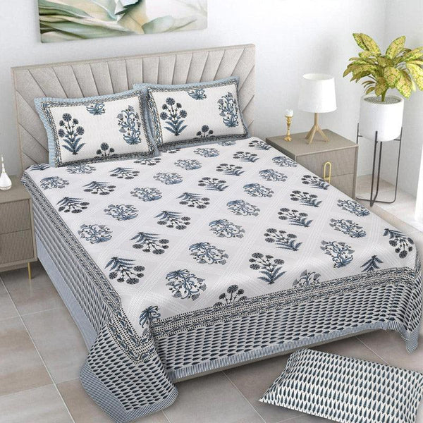 Buy Brynn Floral Bedsheet - Blue Bedsheets from Vaaree