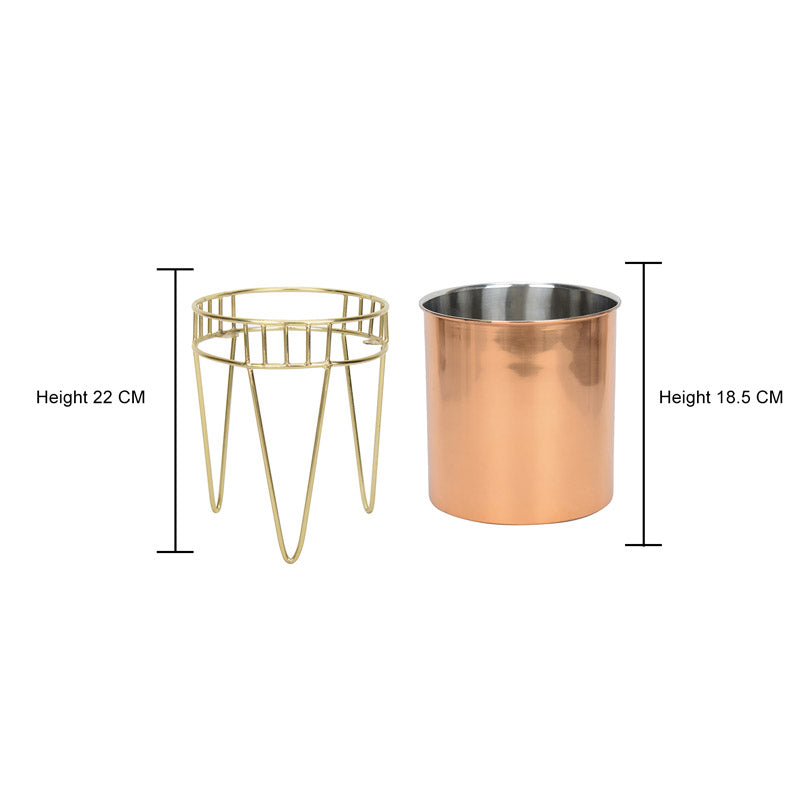 Buy Zenva Stainless Steel Planter - Copper & Gold Pots & Planters from Vaaree