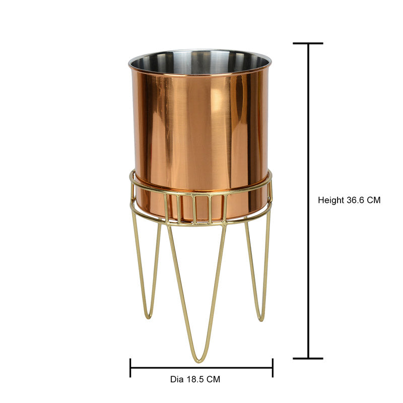 Buy Zenva Stainless Steel Planter - Copper & Gold Pots & Planters from Vaaree