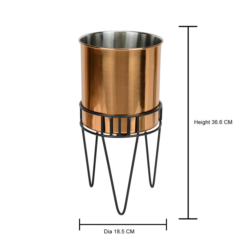 Buy Zenva Stainless Steel Planter - Copper & Black Pots & Planters from Vaaree