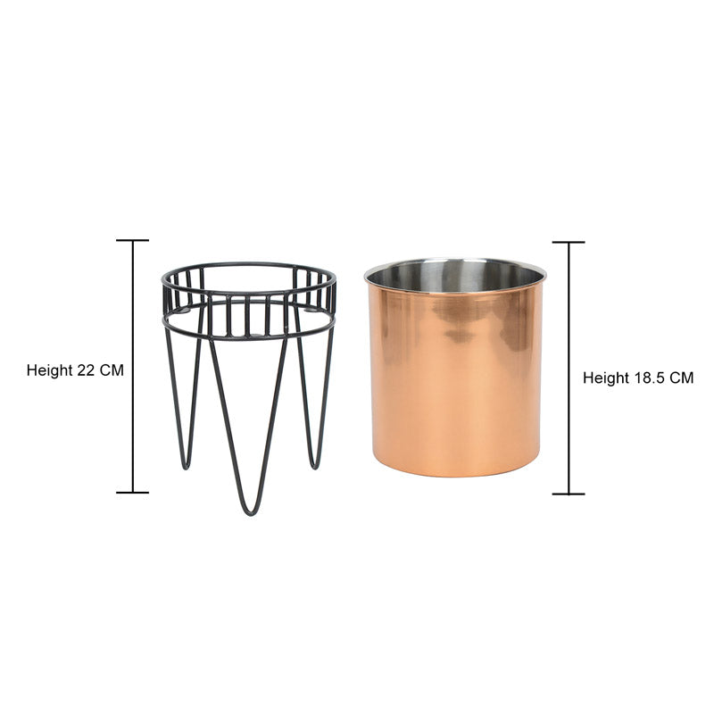 Buy Zenva Stainless Steel Planter - Copper & Black Pots & Planters from Vaaree