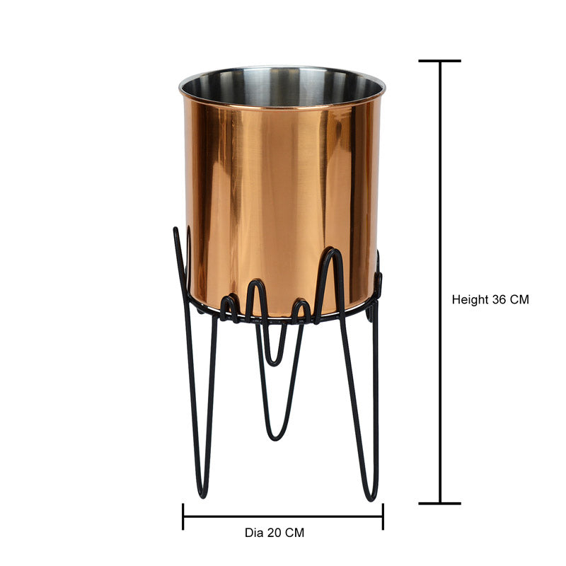 Buy Retsa Stainless Steel Planter - Copper & Black Pots & Planters from Vaaree