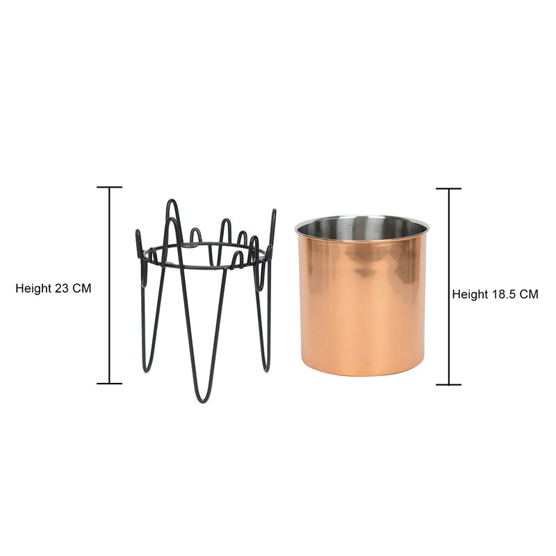 Buy Retsa Stainless Steel Planter - Copper & Black Pots & Planters from Vaaree