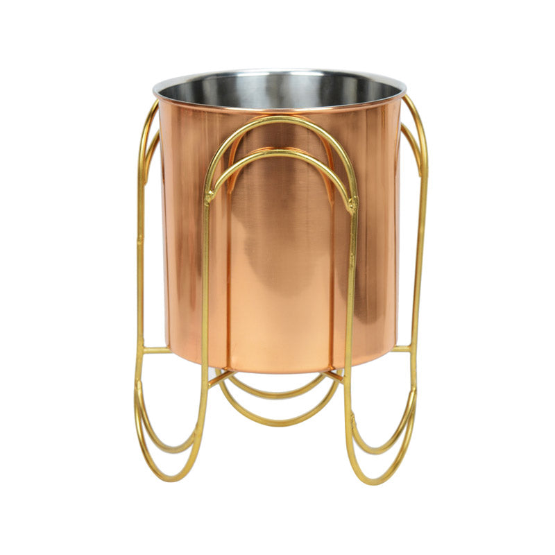 Buy Vyra Stainless Steel Planter - Copper & Gold Pots & Planters from Vaaree