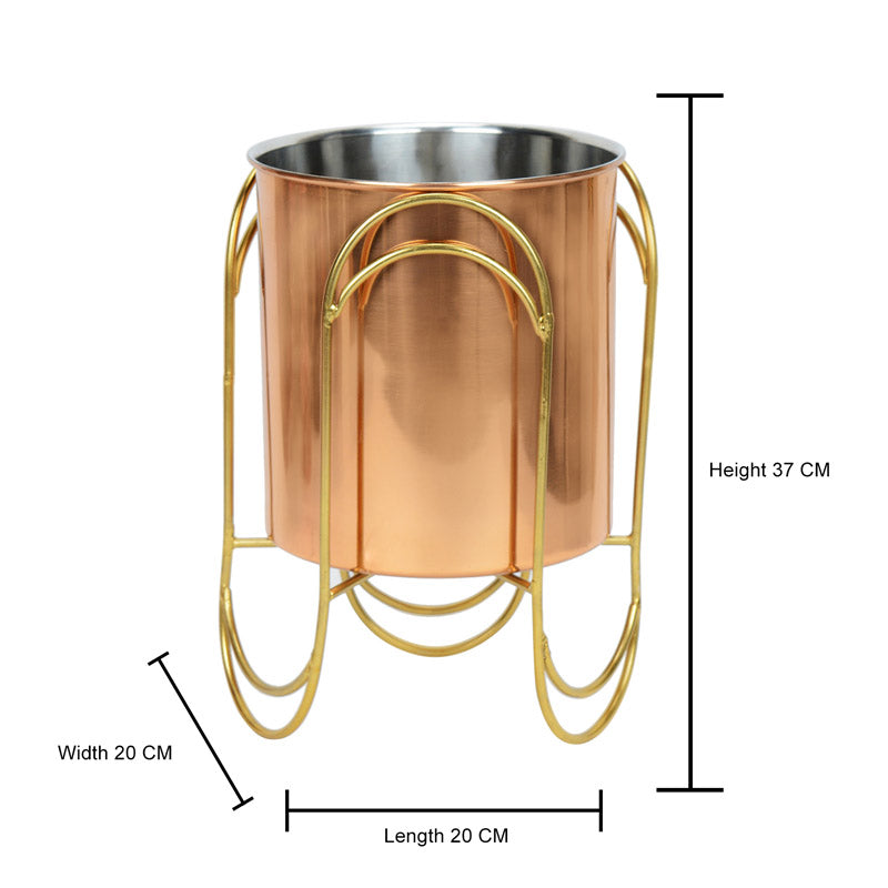 Buy Vyra Stainless Steel Planter - Copper & Gold Pots & Planters from Vaaree