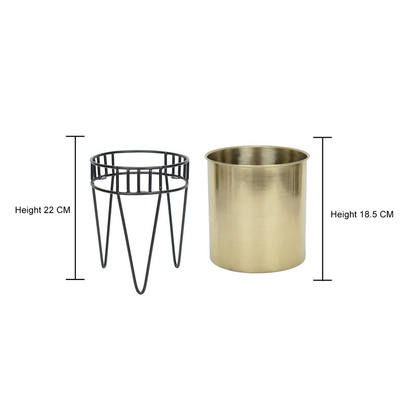 Buy Zenva Stainless Steel Planter - Gold & Black Pots & Planters from Vaaree