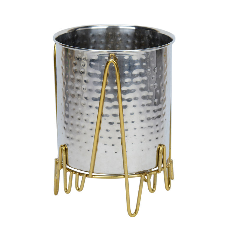 Buy Retsa Stainless Steel Planter - Silver & Gold Pots & Planters from Vaaree