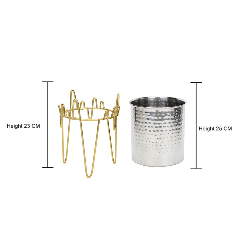 Buy Retsa Stainless Steel Planter - Silver & Gold Pots & Planters from Vaaree