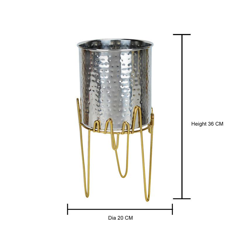 Buy Retsa Stainless Steel Planter - Silver & Gold Pots & Planters from Vaaree