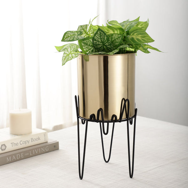 Buy Retsa Stainless Steel Planter - Gold & Black Pots & Planters from Vaaree