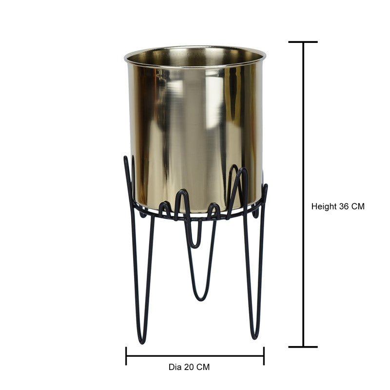 Buy Retsa Stainless Steel Planter - Gold & Black Pots & Planters from Vaaree