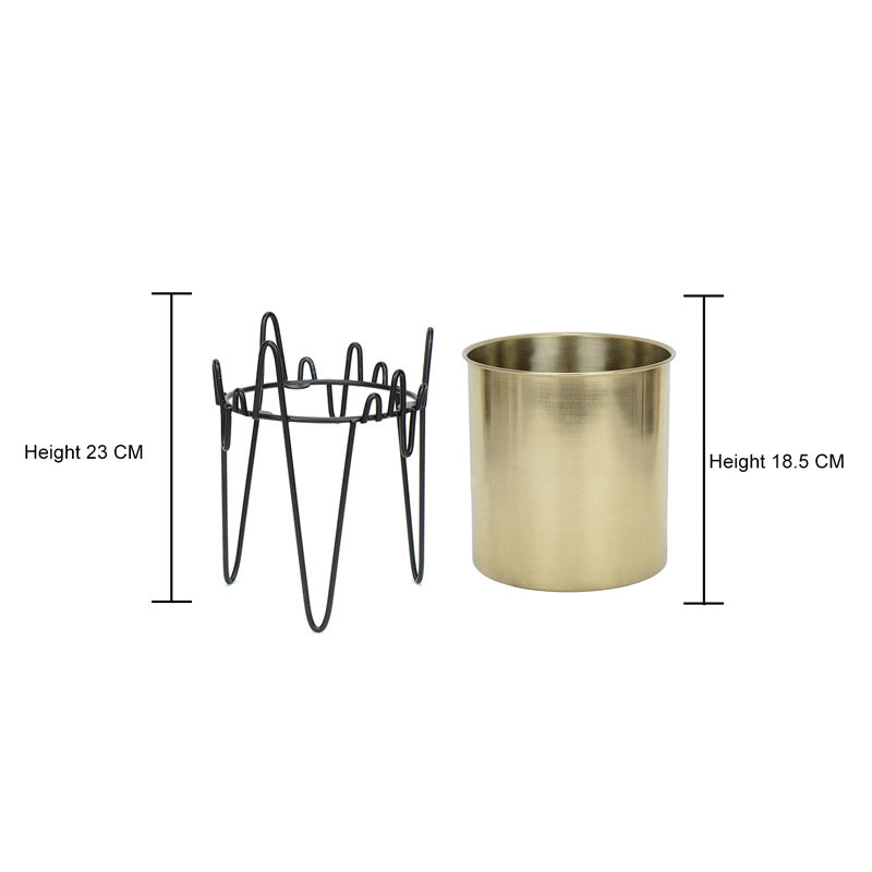 Buy Retsa Stainless Steel Planter - Gold & Black Pots & Planters from Vaaree