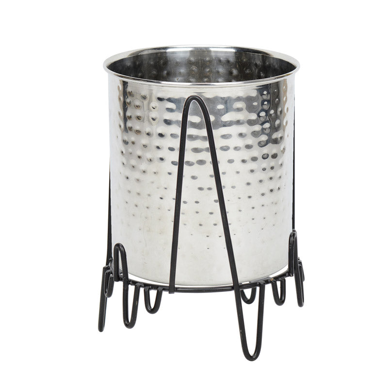 Buy Retsa Stainless Steel Planter - Silver & Black Pots & Planters from Vaaree