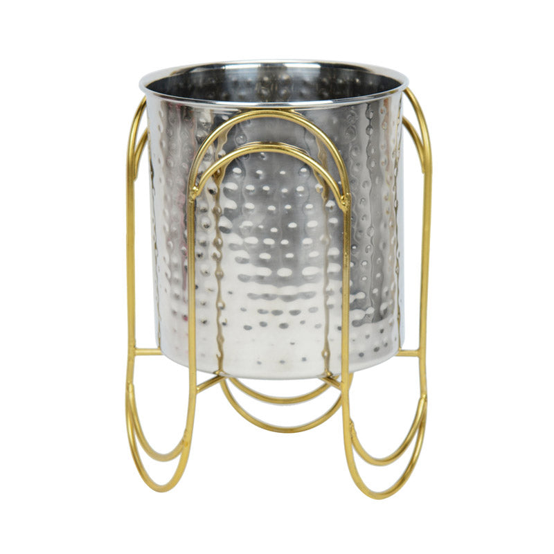 Buy Vyra Stainless Steel Planter - Silver & Gold Pots & Planters from Vaaree