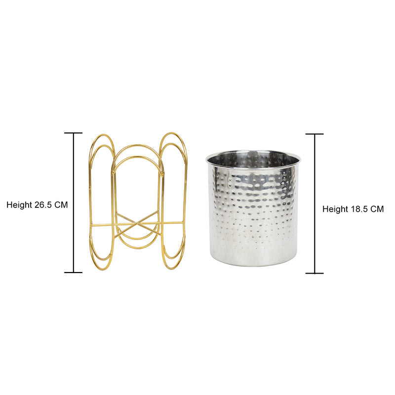 Buy Vyra Stainless Steel Planter - Silver & Gold Pots & Planters from Vaaree