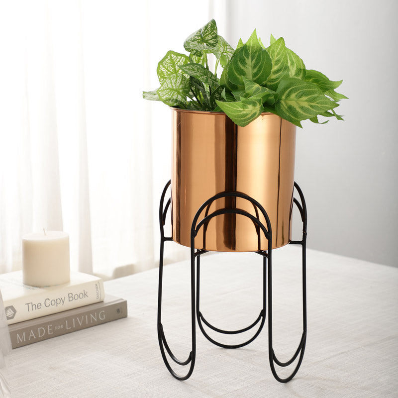 Buy Vyra Stainless Steel Planter - Copper & Black Pots & Planters from Vaaree