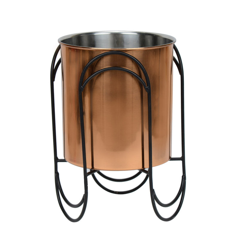 Buy Vyra Stainless Steel Planter - Copper & Black Pots & Planters from Vaaree