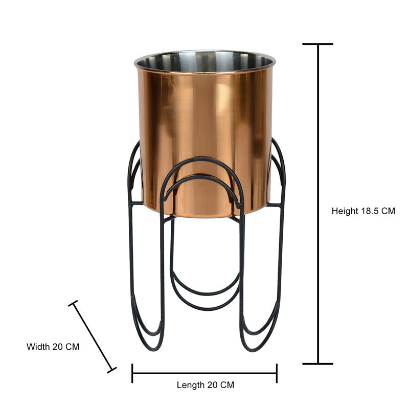 Buy Vyra Stainless Steel Planter - Copper & Black Pots & Planters from Vaaree