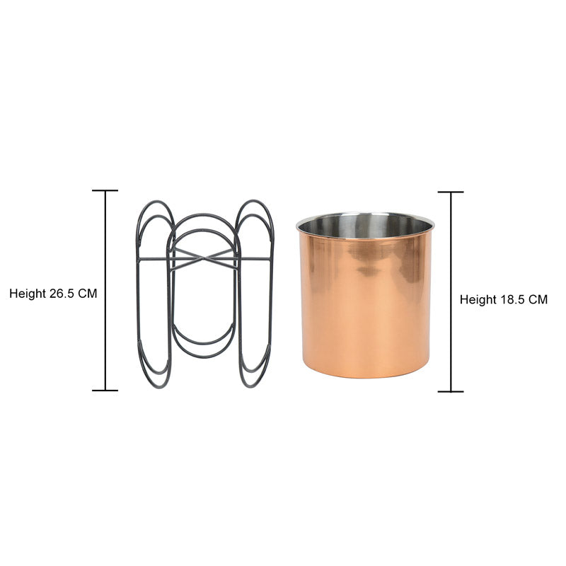 Buy Vyra Stainless Steel Planter - Copper & Black Pots & Planters from Vaaree