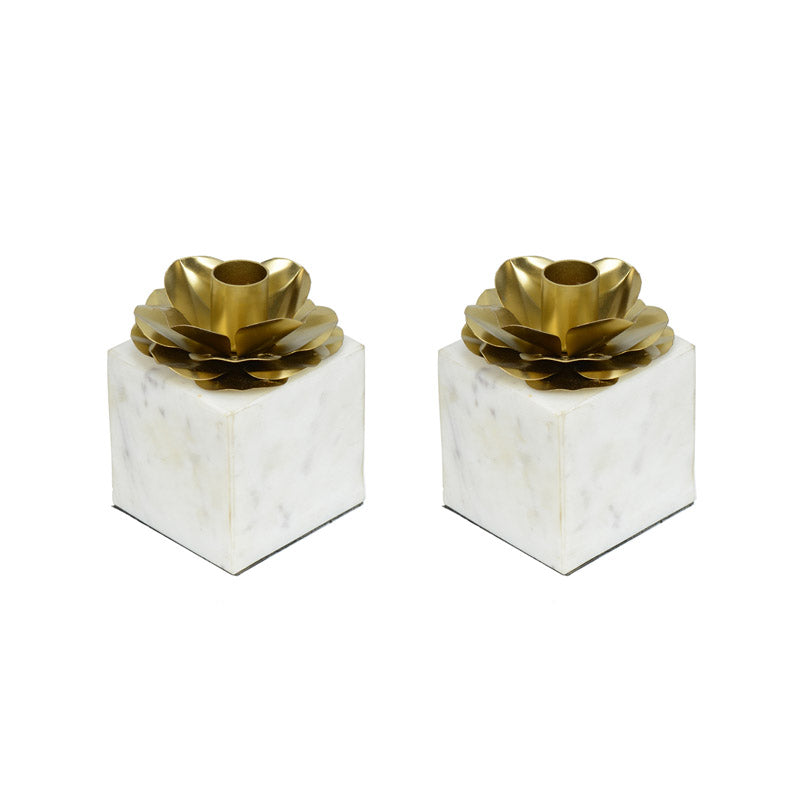 Buy Quola Floral Candle Holder - Set Of Two Candle Holders from Vaaree