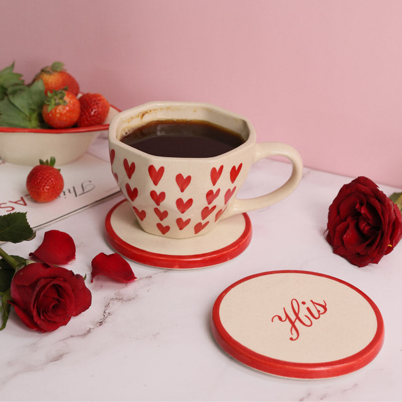 Buy Hearty Brewmance Cup & Coaster - Two Piece Set Mug & Tea Cup from Vaaree