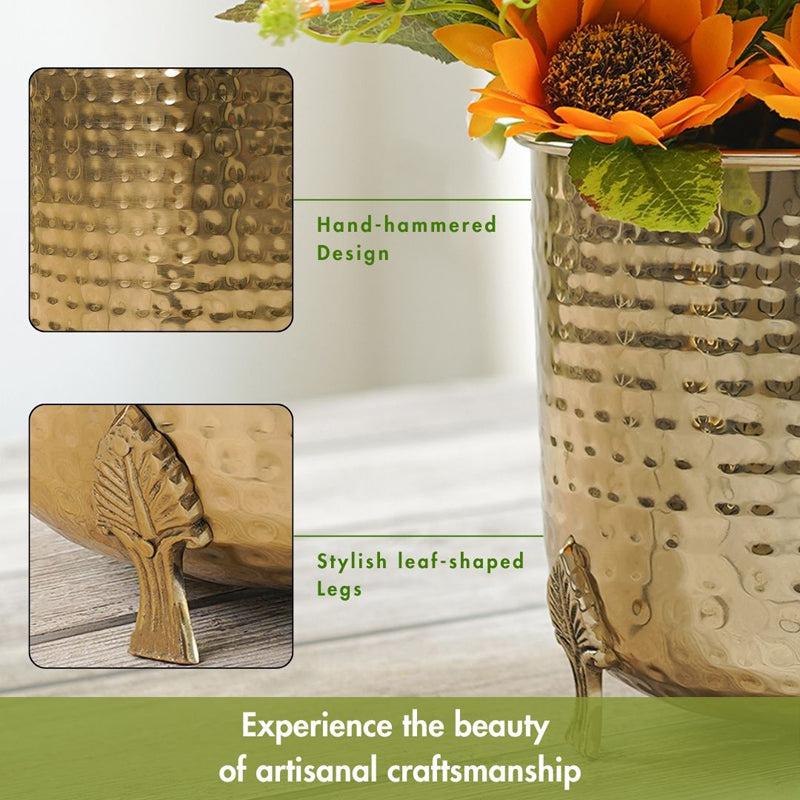 Buy Finasa Metal Hammered Planter (Gold) - Set Of Two Pots & Planters from Vaaree