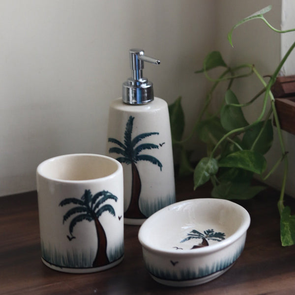 Buy Palm Tropica Bathroom Set - Three Piece Set Accessories & Sets from Vaaree