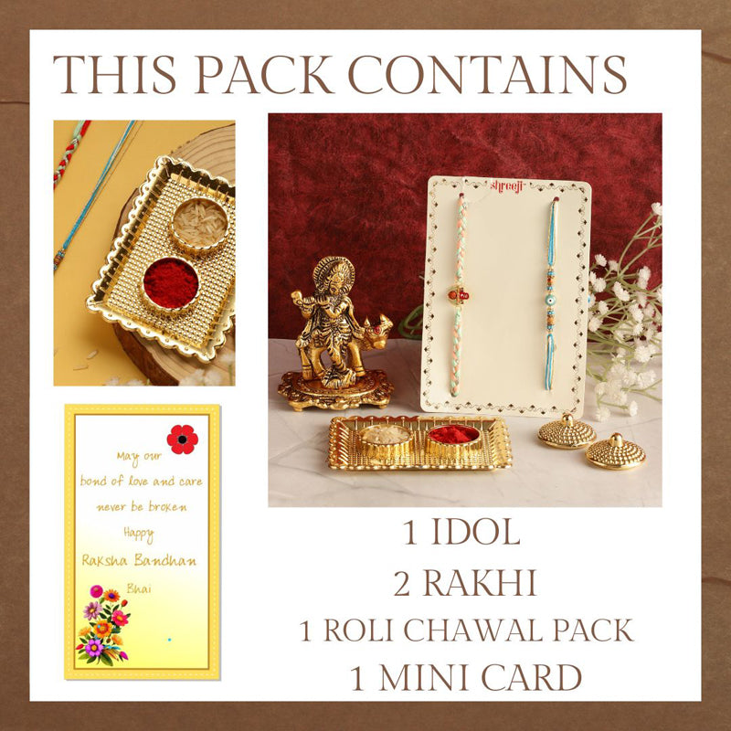 Buy Murali Rudraksha & Evil Eye Rakhi Hamper Rakhi Hamper from Vaaree