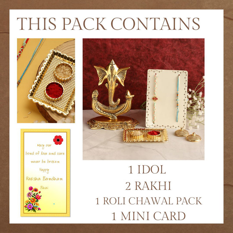 Buy Vakratunda Bless Rudraksha & Evil Eye Rakhi Hamper Rakhi Hamper from Vaaree