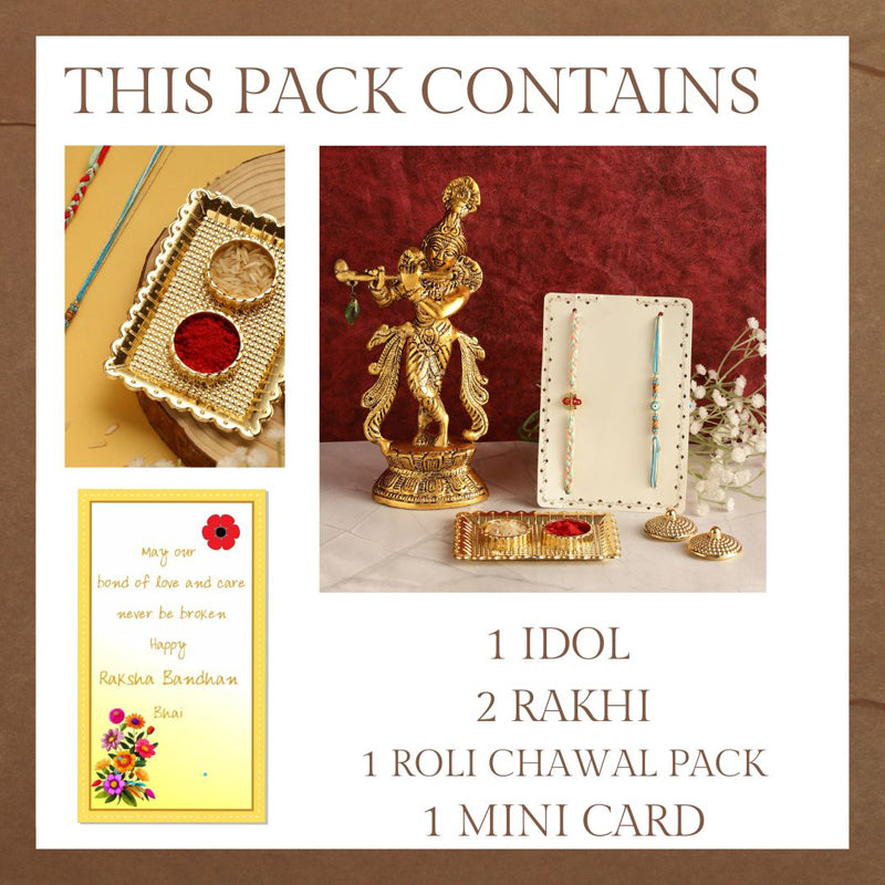 Buy Lord Krishna Rudraksha & Evil Eye Rakhi Hamper Rakhi Hamper from Vaaree