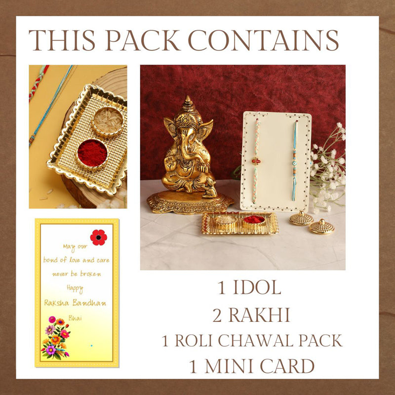 Buy Vigneshwara Rudraksha & Evil Eye Rakhi Hamper Rakhi Hamper from Vaaree