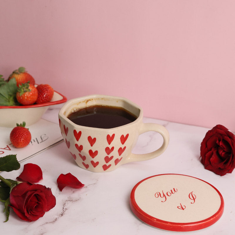 Buy Heart Haily Cup & Coaster - Two Piece Set Mug & Tea Cup from Vaaree