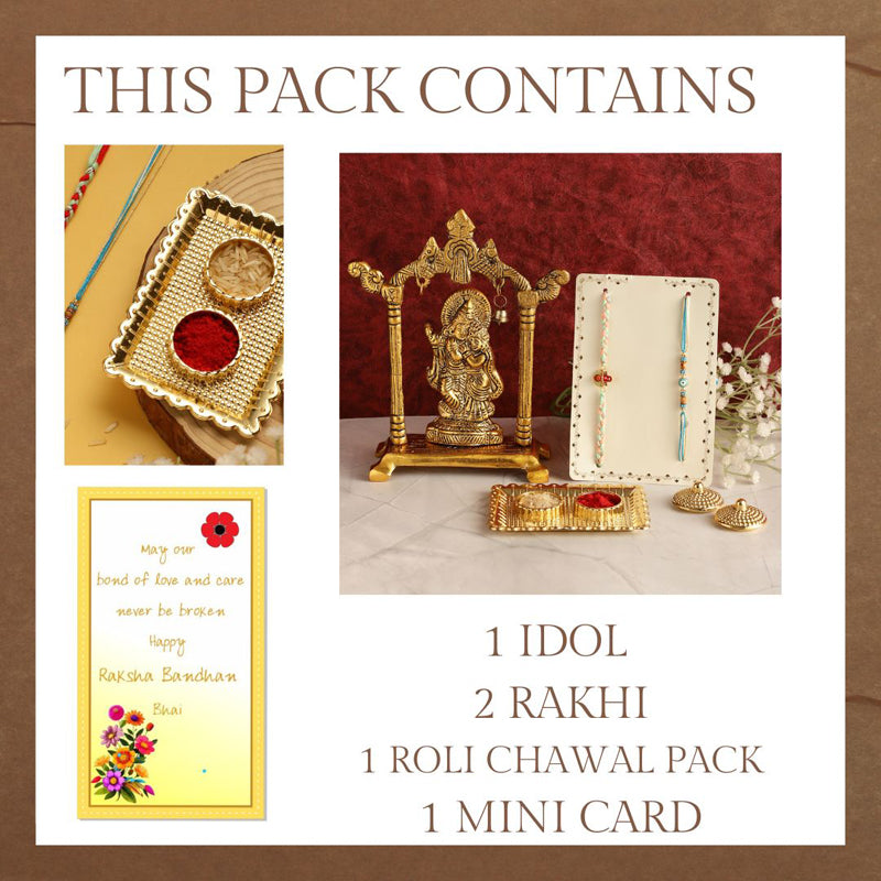 Buy Radha Madhav Rudraksha & Evil Eye Rakhi Hamper Rakhi Hamper from Vaaree