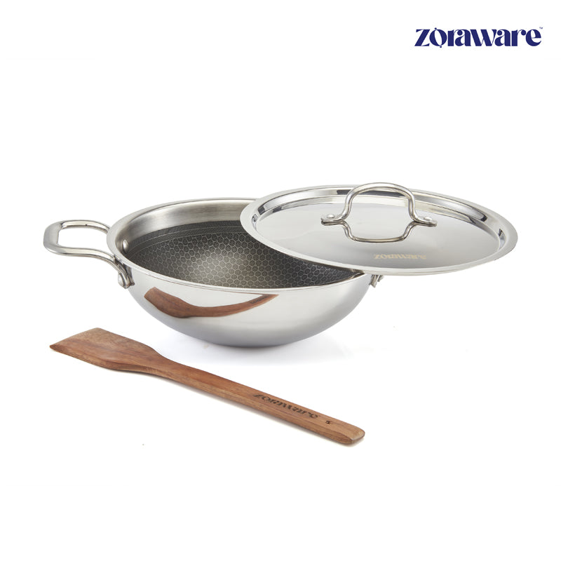 Buy Zoraware Kadhai With Lid - 2200 Ml/9.4 Inches Kadhai from Vaaree