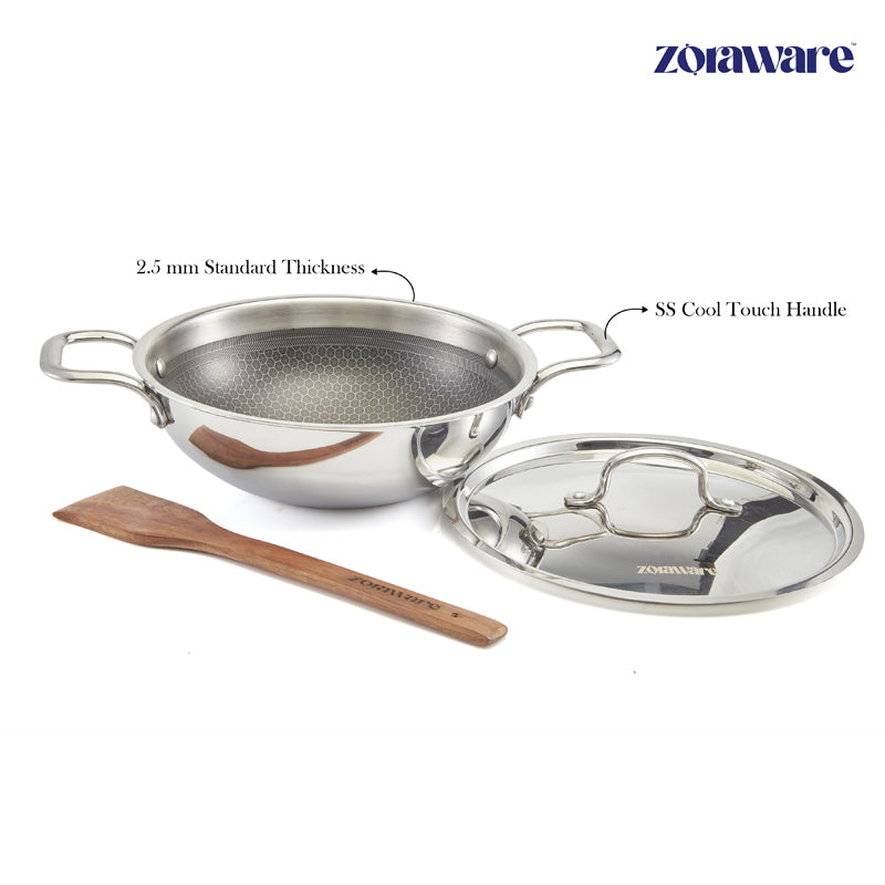 Buy Zoraware Kadhai With Lid - 3600 Ml/11 Inches Kadhai from Vaaree