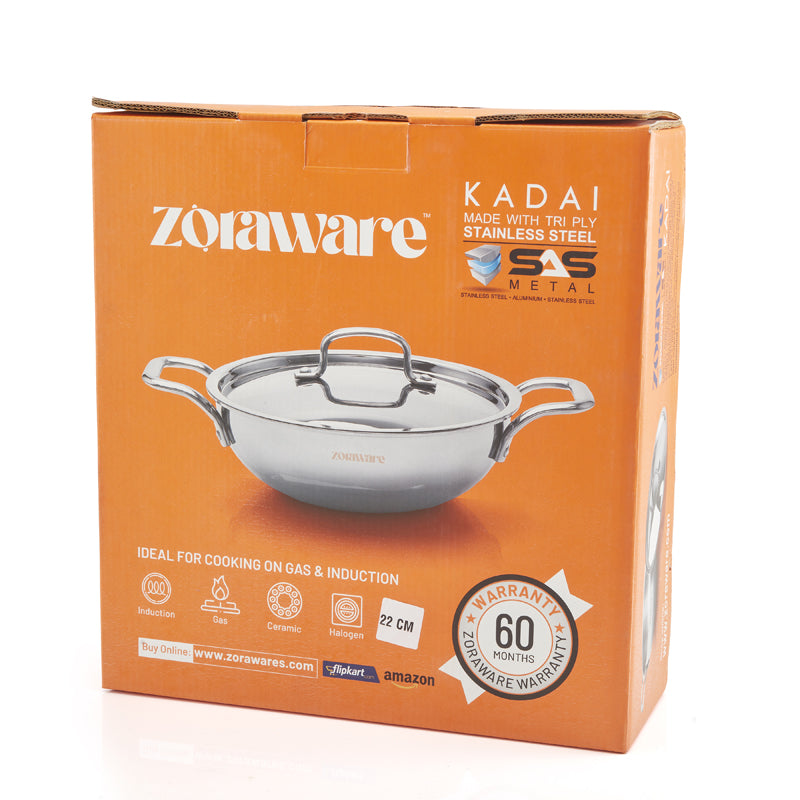 Buy Zoraware Kadhai With Lid - 2200 Ml/9.4 Inches Kadhai from Vaaree