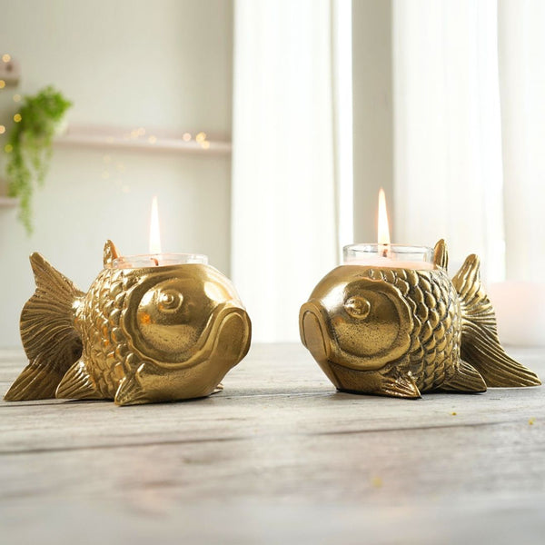 Buy Goldfish Glam Telight Candle Holder - Set Of Two Tea Light Candle Holders from Vaaree