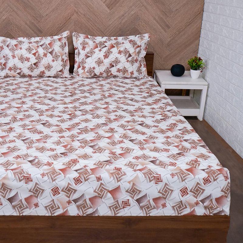 Buy Borva Geometric Bedsheet - Brown Bedsheets from Vaaree